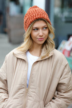 Load image into Gallery viewer, Rust Knit Velvet Chenille Fold Over Beanie

