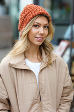 Load image into Gallery viewer, Rust Knit Velvet Chenille Fold Over Beanie
