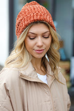 Load image into Gallery viewer, Rust Knit Velvet Chenille Fold Over Beanie
