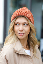 Load image into Gallery viewer, Rust Knit Velvet Chenille Fold Over Beanie
