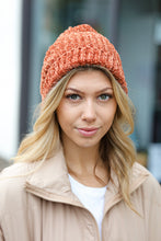 Load image into Gallery viewer, Rust Knit Velvet Chenille Fold Over Beanie
