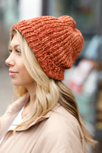 Load image into Gallery viewer, Rust Knit Velvet Chenille Fold Over Beanie

