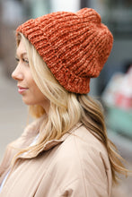 Load image into Gallery viewer, Rust Knit Velvet Chenille Fold Over Beanie
