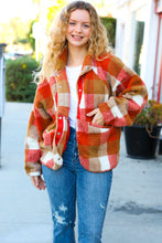 Load image into Gallery viewer, It&#39;s Your Best Rust &amp; Camel Plaid Sherpa Button Down Jacket
