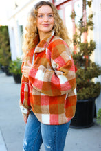 Load image into Gallery viewer, It&#39;s Your Best Rust &amp; Camel Plaid Sherpa Button Down Jacket
