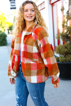 Load image into Gallery viewer, It&#39;s Your Best Rust &amp; Camel Plaid Sherpa Button Down Jacket
