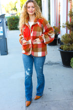 Load image into Gallery viewer, It&#39;s Your Best Rust &amp; Camel Plaid Sherpa Button Down Jacket
