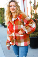 Load image into Gallery viewer, It&#39;s Your Best Rust &amp; Camel Plaid Sherpa Button Down Jacket
