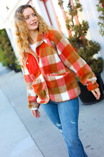 Load image into Gallery viewer, It&#39;s Your Best Rust &amp; Camel Plaid Sherpa Button Down Jacket
