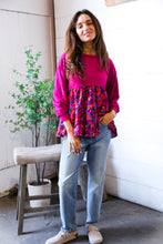 Load image into Gallery viewer, Fuchsia Fizz Drop Shoulder Babydoll Blouse
