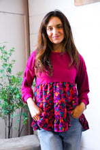 Load image into Gallery viewer, Fuchsia Fizz Drop Shoulder Babydoll Blouse
